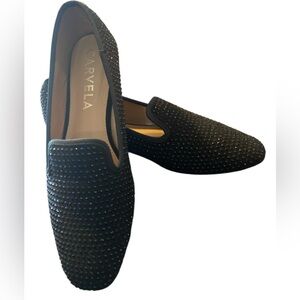 Carvela Ladies Black Glitter Loafers, Size Uk 40.5    US 9.5